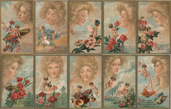 Set of 10: Fantasy Woman, Flowers, Cherubs Series 57 Postcard Postcard Postcard