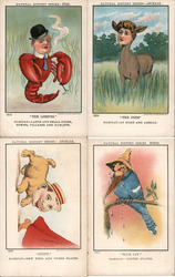 Set of 4: Human Heads on Animals "Natural History Series" Fantasy Postcard Postcard Postcard