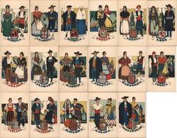 Set of 17: Couples in Costumes Provinces of Spain Postcard