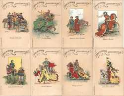 Set of 8: Belgian Knights on Horses Postcard