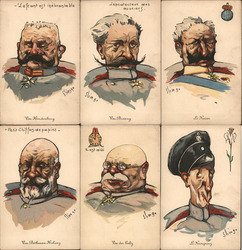 Set of 6: German Officers of WWI World War I Slimgo Postcard Postcard Postcard