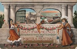 San Francisco Requests Your Participation in the Portola Festival October 19-23 1909 Postcard