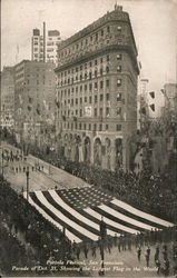 Portola Festival Parade of Oct. 21 showing the largest flag in the world San Francisco, CA Postcard Postcard Postcard