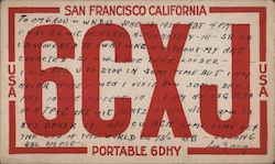 6CXJ San Francisco, CA QSL & Ham Radio Postcard Postcard Postcard