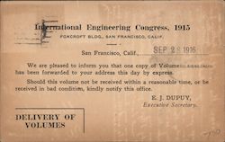 International Engineering Congress, 1915 San Francisco, CA Postcard Postcard Postcard