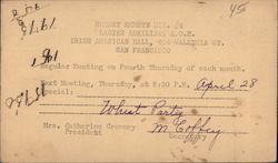 Meeting of Robert Emmett Div. #4, Ladies Auxiliary A.O.H. Postcard