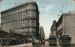 Looking west on Market St. from Fifth St Postcard