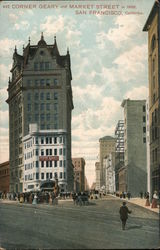 Corner Geary and Market Street in 1908 Postcard