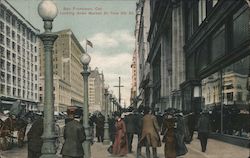 Looking Down Market St. From 5th St. Postcard