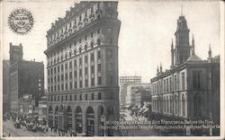 Montgomery & Post Street Before Fire, Showing Masonic Temple Postcard