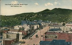 Twin Peaks as seen from Market Street, San Francisco, Cal. California Postcard Postcard Postcard