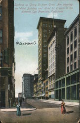 Looking Up Geary St. From Grant Ave. Showing the Wittel building and Hotel St. Francis in the Distance San Francisco, CA Postcar Postcard