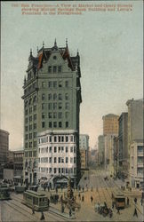 Market and Geary Streets - Mutual Savings Bank and Lotta's Fountain San Francisco, CA Postcard Postcard Postcard