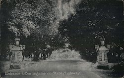 Entrance to Burlingame on State Highway California Postcard Postcard Postcard