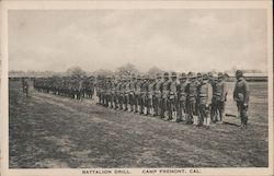 Battalion Drill, Camp Fremont Postcard