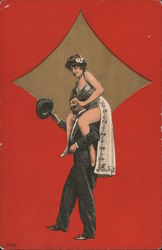 Woman Sitting On Shoulders of Man Postcard