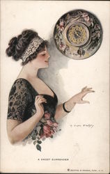 A Sweet Surrender - Woman Admires her Ring Postcard