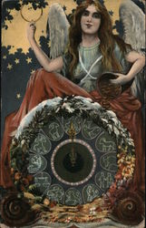 Angel, Zodiac Clock Postcard