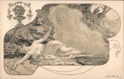 Unconscious Woman, Spirit looking on Postcard