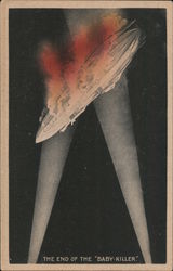 The End of the "Baby-Killer" - German LZ 61 airship in flames Postcard