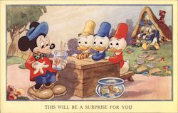 British Walt Disney Mickey Mouse, Donald Duck, Nephews Postcard Postcard Postcard