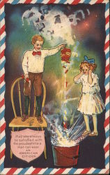 Children with Firecrackers Postcard