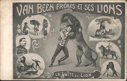 Van Been Freres Et Ses Lions La Lutte au Lion Postcard