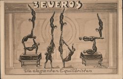 Acrobats: 3 Everos Die eleganten Equilibristen Circus Postcard Postcard Postcard