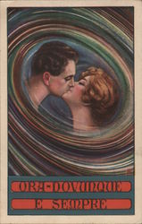 Art Deco Man and Woman kissing Couples Postcard Postcard Postcard