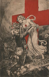 Red Cross Or La Morte Inditreggia Entra La Croce! World War I Postcard Postcard Postcard