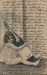 Girl holding wine bottle Women Postcard Postcard Postcard