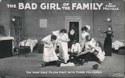 The Bad Girl Of The Family by Fred Melville - The Shop Girls' Pillow Fight With Three Policemen Postcard