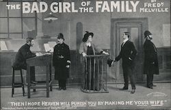 Scene from "The Bad Girl of the Family" by Fred Melville Postcard