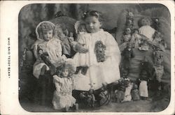 Child with Dolls "Who Said Teddy Bear?" Postcard Postcard Postcard