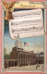 America, My Country 'tis of Thee - Independence Hall Songs & Lyrics Postcard Postcard Postcard