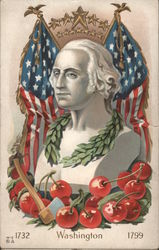 George Washington in Front of Two Flags President's Day Postcard Postcard Postcard