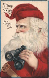 A Merry Xmas He's Looking For You Santa Claus Postcard Postcard Postcard