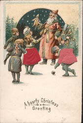 Children with Father Christmas Santa Claus Postcard Postcard Postcard