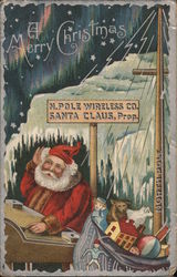 A Merry Christmas - Santa at the North Pole Santa Claus Postcard Postcard Postcard