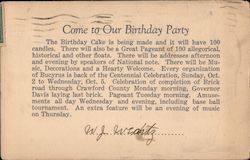 Come to Our Birthday Party Centennial Bucyrus, OH Postcard Postcard Postcard