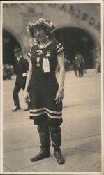 Woman standing with flower crown and medals UCT 1915 Panama-Pacific International Exposition (PPIE) Original Photograph Original Original Photograph