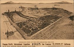 Birds-Eye View of the Site Selected for the Panama-Pacific International Exposition Postcard