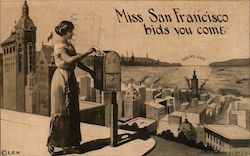 Miss San Francisco Bids You Come 1915 Panama-Pacific Exposition Postcard Postcard Postcard