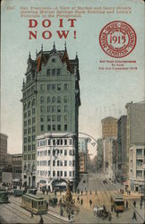 San Francisco - A View at Market and Geary Street's Showing Mutual Savings Bank Building 1915 Panama-Pacific Exposition Postcard Postcard