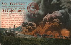 San Francisco - California Oil Wells on Fire 1915 Panama-Pacific Exposition Postcard Postcard Postcard