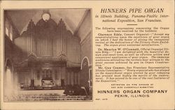 Hinners Pipe Organ in Illinois Building Postcard