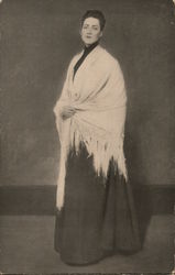 Painting of woman in a dress, shawl. Department of Fine Arts Postcard