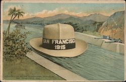 Large hat floating down the Panama Canal 1915 Panama-Pacific Exposition Postcard Postcard Postcard