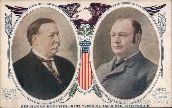 William Howard Taft James Schoolcraft Sherman Presidents Postcard