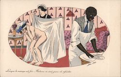 Older Woman Maid Black Servant, Massage Series 577 Postcard